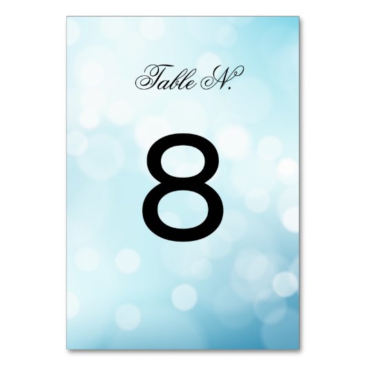Verfijnd Blauw Glitter TROUWTAFEL NUMMER Kaart (Achterkant)