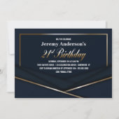 Verfijnd Blauw Goud 21e Verjaardagsfeest Kaart (Voorkant)