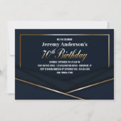 Verfijnd Blauw Goud 70e Verjaardagsfeestje Kaart (Voorkant)