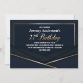 Verfijnd Blauw Goud 75e Verjaardagsfeestje Kaart (Voorkant)