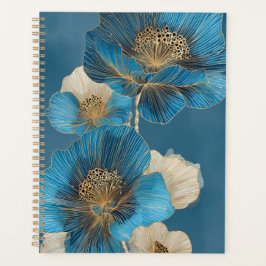 Verfijnd Blauw Goud Lijnen Kunst Botanische Klapro Planner