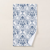 Verfijnd blauw wit Damaspatroon Bad Handdoek (Handdoek)