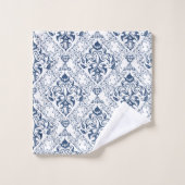 Verfijnd blauw wit Damaspatroon Bad Handdoek (Wasdoekje)