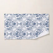 Verfijnd blauw wit Damaspatroon Bad Handdoek (Handdoek)