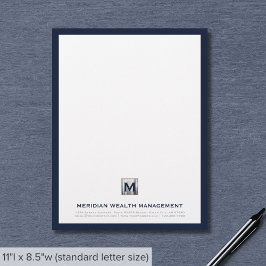 Verfijnd Blauw Zilver Bedrijf Monogram Briefhoofd