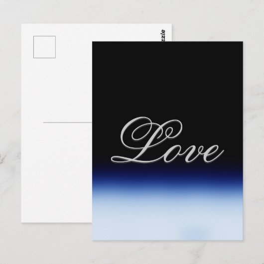 Verfijnd Blauw Zwart Liefde Bruiloft Briefkaart (Voorkant / Achterkant)