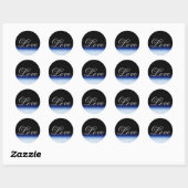 Verfijnd Blauw Zwart Liefde Bruiloft Ronde Sticker (Vel)