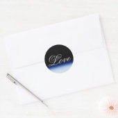 Verfijnd Blauw Zwart Liefde Bruiloft Ronde Sticker (Envelop)