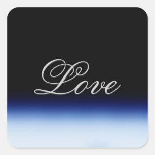Verfijnd Blauw Zwart Liefde Bruiloft Vierkante Sticker