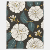 Verfijnd bloemenpatroon met witte bloesems fleece deken (Voorkant)