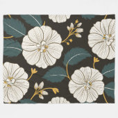 Verfijnd bloemenpatroon met witte bloesems fleece deken (Voorkant (Horizontaal))