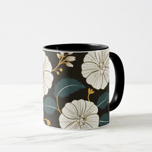 Verfijnd bloemenpatroon met witte bloesems mok (Voorkant rechts)