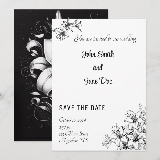 Verfijnd Bloemig Elegantie Kaart (Voorkant / Achterkant)