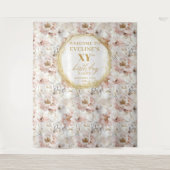 Verfijnd Blozend Bloemen Verjaardags Fotohokje Wandkleed (Voorkant)