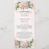 Verfijnd Blush Roze Bloemstuk Bruiloftsprogramma Programmakaart (Voorkant)