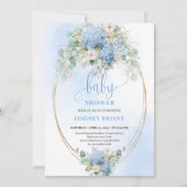 Verfijnd Boheems Baby Shower Uitnodiging met Blauw (Voorkant)