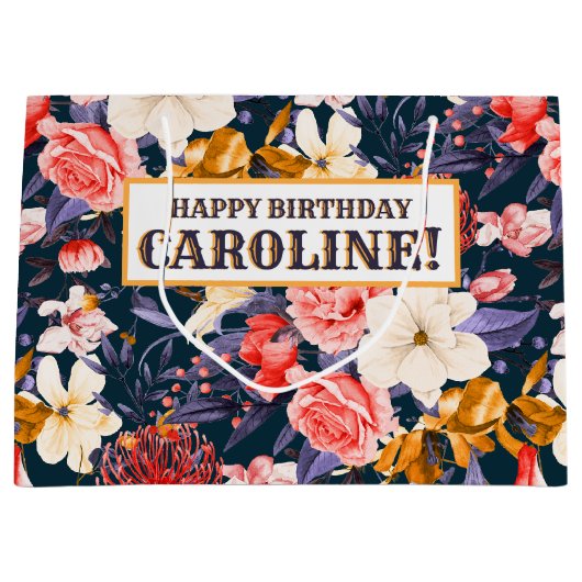 Verfijnd Boho Bloem Feest Groot Cadeauzakje (Voorkant)