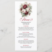 Verfijnd Boho Bourgondië Bloem Goud Menu Kaart (Voorkant)