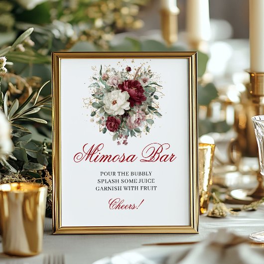 Verfijnd Boho Mimosa Bar Blush Burgundy Bord Poster