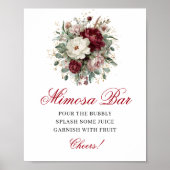 Verfijnd Boho Mimosa Bar Blush Burgundy Bord Poster (Voorkant)