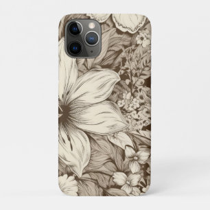 Verfijnd botanisch motief in zachte sepia tinten Case-Mate iPhone case