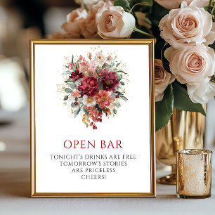 Verfijnd Burgundy Eucalyptus Herfst Open Bar Bord Poster
