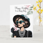 Verfijnd Chic Noir Verjaardag Kaart (Gele Bloem)