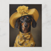 Verfijnd dashond in geel briefkaart (Voorkant)