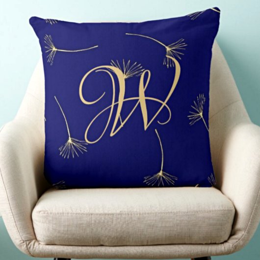 Verfijnd Deep Blue & Goud Monogram Kussen