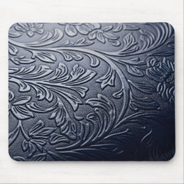 Verfijnd donkerblauw 3D rozenblaadjespatroon Muismat