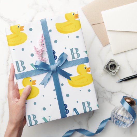 Verfijnd Duck Blue Baby Gift Wrapping Paper Cadeaupapier (Geschenken)