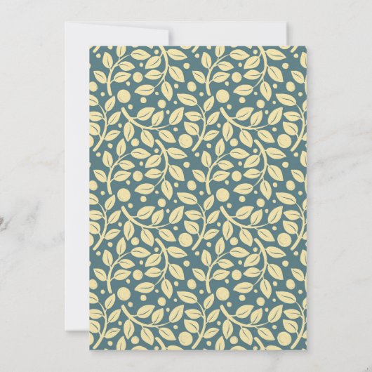 Verfijnd "Dusty Blue Cream Leaf Pattern" Kaart (Achterkant)