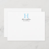 Verfijnd Elegant Baby Blauw Monogram Notitiekaartje (Voorkant / Achterkant)