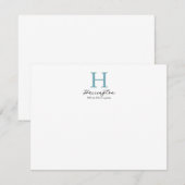 Verfijnd Elegant Blauwgroen Monogram Notitiekaartje (Voorkant / Achterkant)