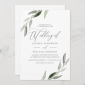 Verfijnd elegant groen leder Modern Wedding Kaart (Voorkant / Achterkant)