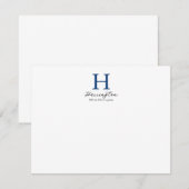 Verfijnd Elegant Marine Blauw Monogram Notitiekaartje (Voorkant / Achterkant)