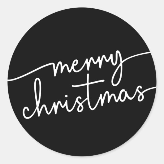 Verfijnd Elegantie: Fancy Script Prettig Kerstfees Ronde Sticker (Voorkant)