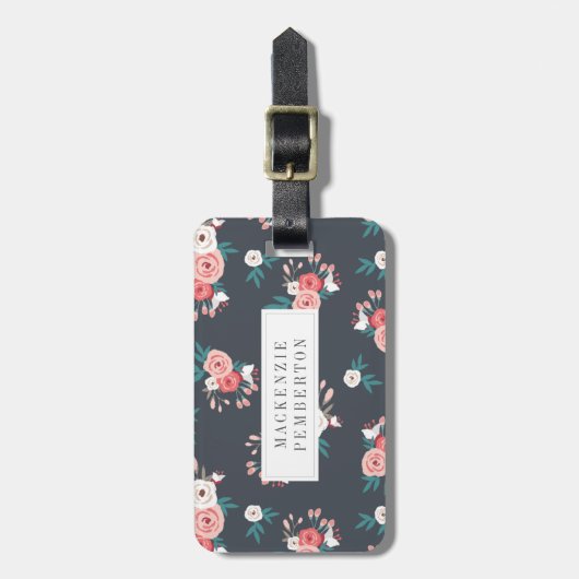 Verfijnd Floral-aangepast Bagagelabel (Voorkant verticaal)