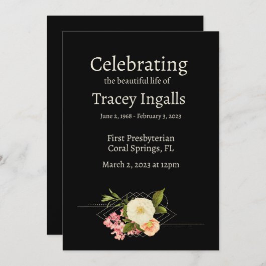 Verfijnd Floral Funeral Programme Kaart (Voorkant / Achterkant)