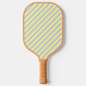 Verfijnd Geel Blauw & Wit Diagonaal Gestreept Pickleball Paddle (Voorkant)