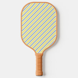Verfijnd Geel Blauw & Wit Diagonaal Gestreept Pickleball Paddle