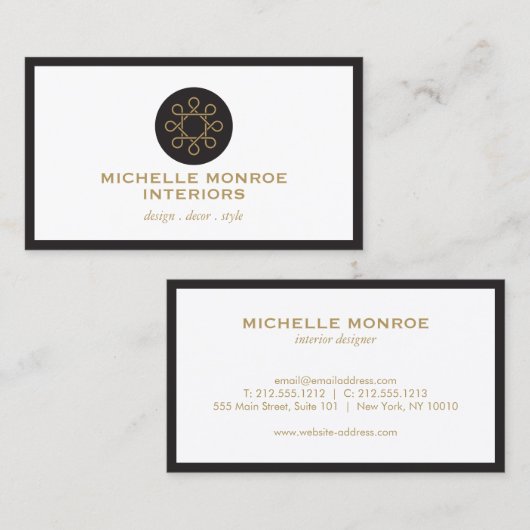verfijnd geweven cirkel interieurontwerp visitekaartje (Voorkant / Achterkant)