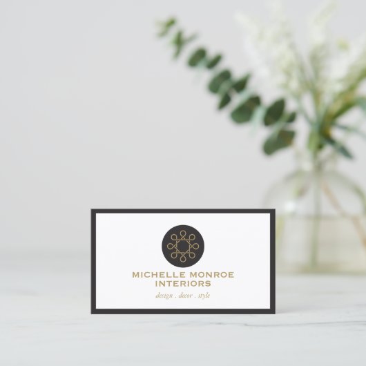  verfijnd geweven cirkel interieurontwerp visitekaartje (Staand voorkant)
