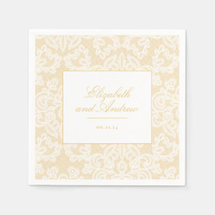 Verfijnd Goud en Kant Script Bruiloft Servet