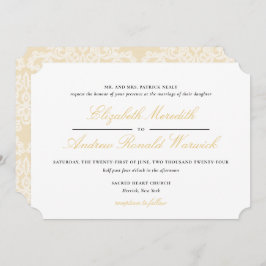 Verfijnd Goud Kant Script Bruiloft Uitnodiging