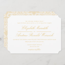 Verfijnd Goud Kant Script Bruiloft Uitnodiging
