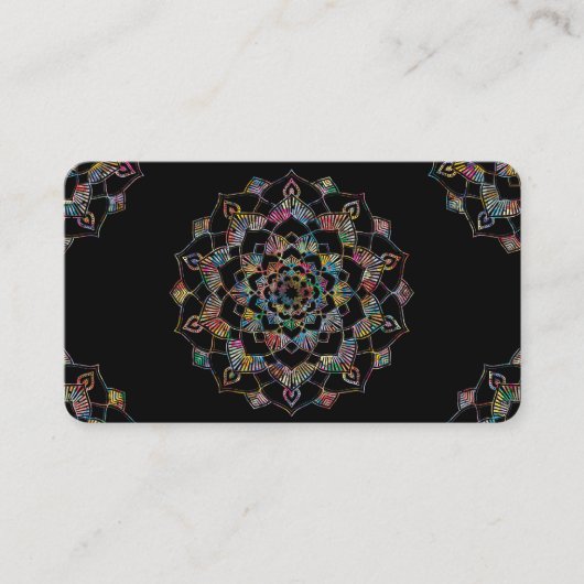 Verfijnd Goud op Zwarte Mandala Yoga Visitekaartje (Voorkant)