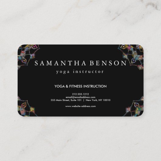 Verfijnd Goud op Zwarte Mandala Yoga Visitekaartje (Achterkant)