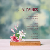 Verfijnd Grijs Bloemendrankmenu Acryl Bord (Neutraal)