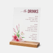 Verfijnd Grijs Bloemendrankmenu Acryl Bord (Hoek)